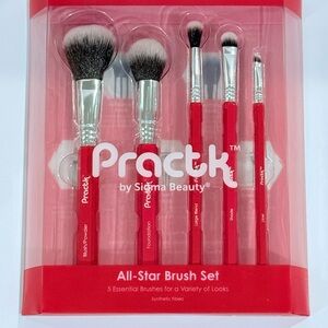 Sigma Beauty Practk Brush Set in Red Blush Powder Foundation Shader Liner NIB